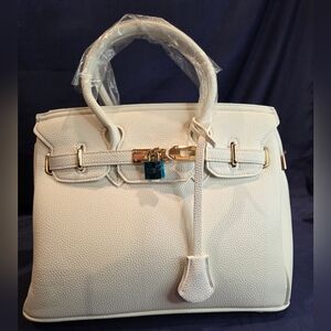 Elegant White Top-Handle Satchel Bag